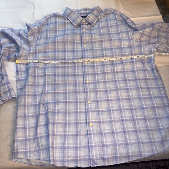 UNTUCKit Shirt Mens XXL Blue Button Up Plaid Textured Pinord Relaxed Fit Cotton - Picture 4 of 7